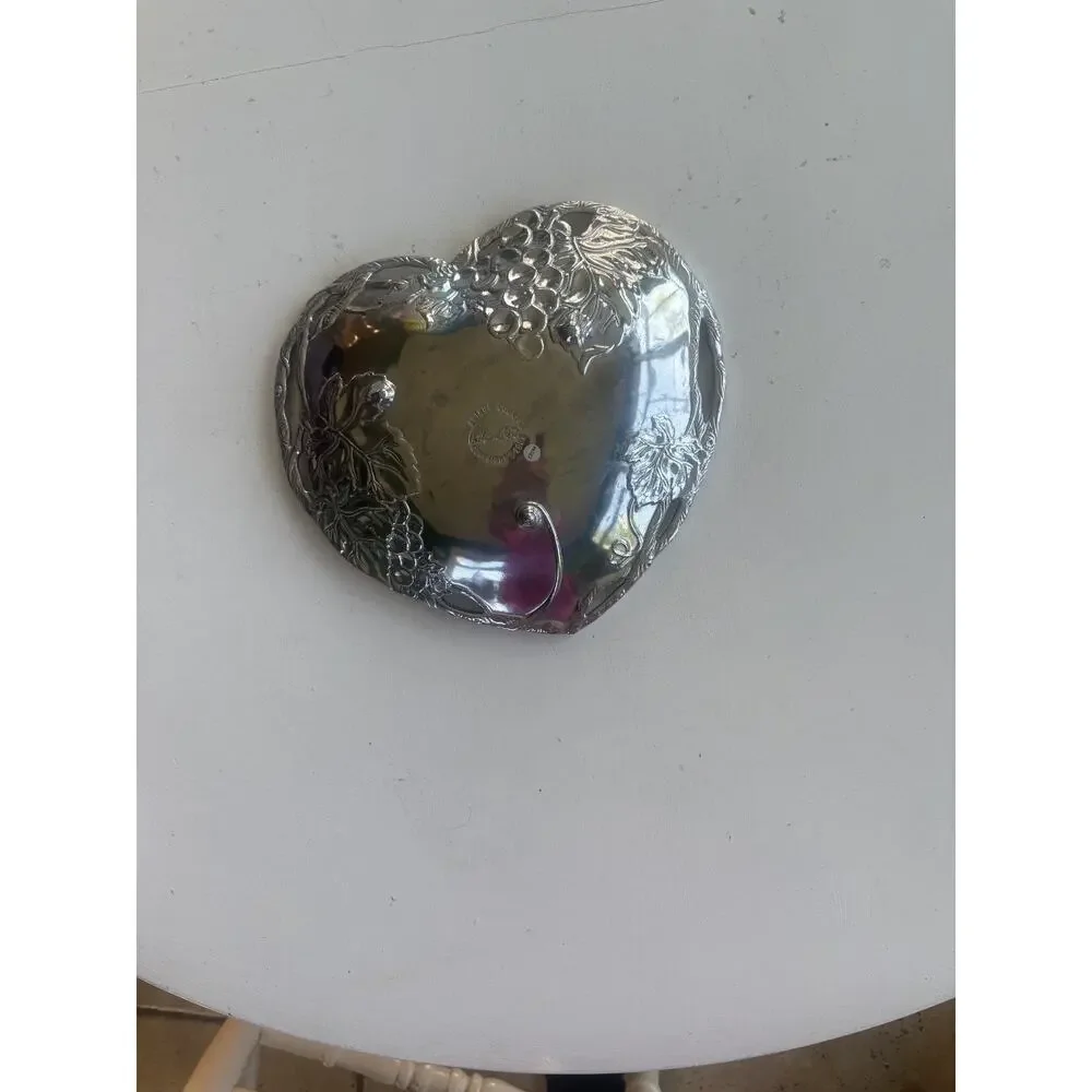 VTG Arthur Court Grapevine Heart Shape Cast Aluminum Tray Platter Bowl Dish Plat